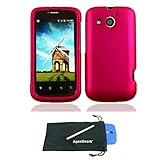 For Huawei Vision 2 II Rubberized Hard Snap On Phone Protector Cover with Stylus Pen and ApexGears (TM) Phone Bag (Pink)