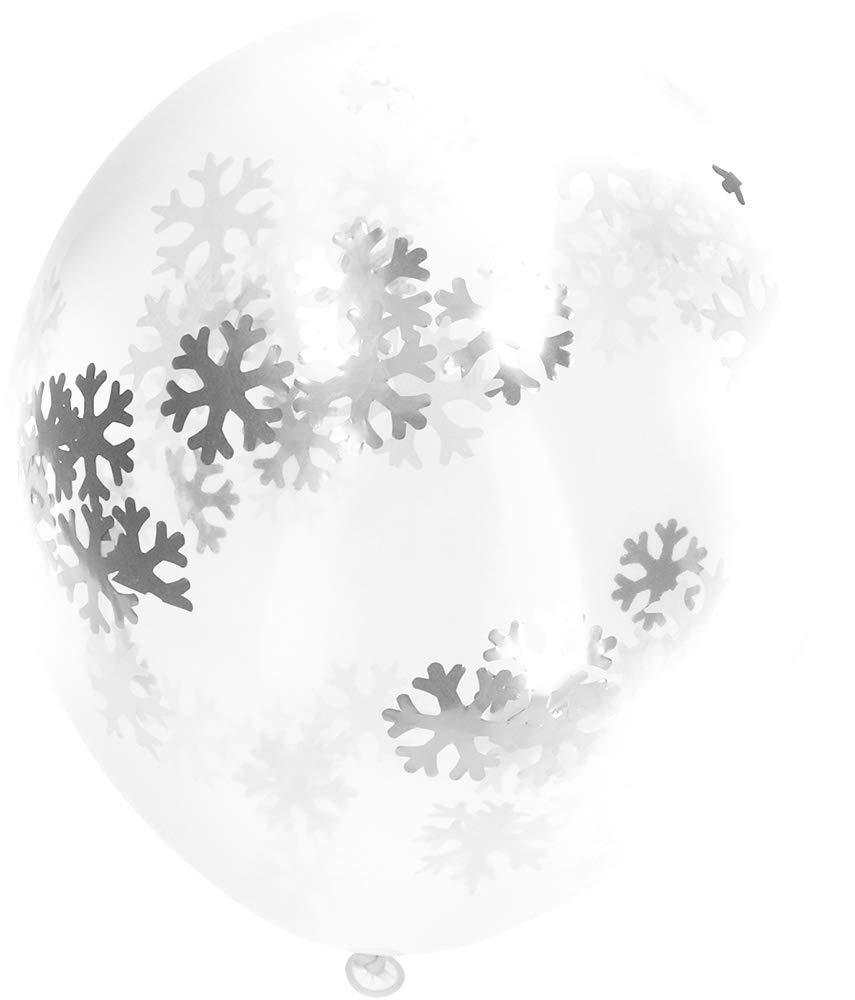 Folat 08569 Balloons with Snowflakes Confetti-30 cm-4 Pieces, White, 30 cm
