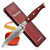 Sedge Kitchen Utility Knife 5 Inch - Japanese Damascus AUS-10V High Carbon Steel - Non-Slip Ergonomic G10 Handle with Gifted Box - SD-S Series
