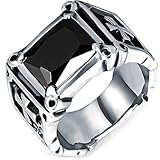 Men's Vintage Large Crystal Stainless Steel Dragon Claw Cross Ring Band Gothic Biker Knight Silver Black