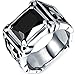 Men's Vintage Large Crystal Stainless Steel Dragon Claw Cross Ring Band Gothic Biker Knight Silver Black Size 11