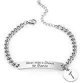 Eilygen Dancer Gift Dance Bracelet Bangle Never Miss a Chance to Dance Initial Stainless Steel Bracelet for Dancer