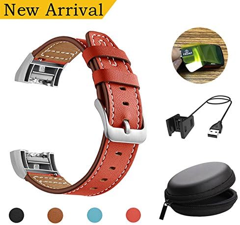 For Fitbit Charge 2 Leather Replacement Bands + Charging Cable + Screen Protector + Box,02