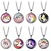 8 Pieces Girls Luminous Unicorn Necklaces, Unicorn Glowing Necklaces for Kids, Unicorn Party Favors Goodie Bags Fillers, Pinata Fillers, Glass Dome Cabochon Necklace Glow in The Dark Pendant Jewelry