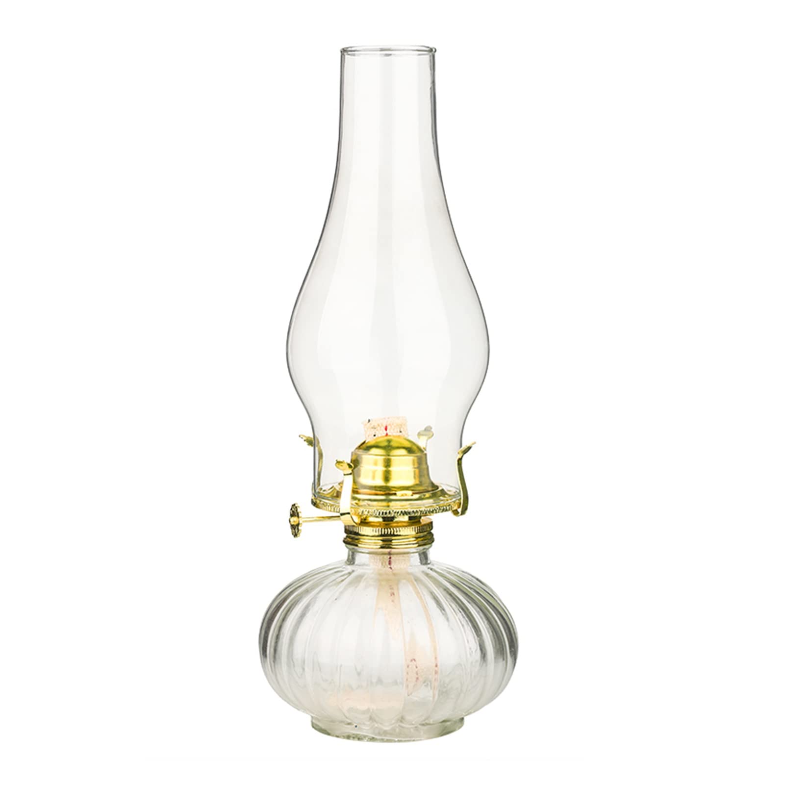 amanigo Large Chamber Oil Lamp - Vintage Glass Kerosene Lantern for Indoor Use