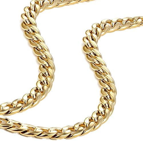 Polished Stainless Steel Men's Curb Chain Necklace in Variety of Sizes and Colors