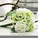 CQURE Artificial Flowers, Fake Flowers Silk Artificial Roses 9 Heads Bridal Wedding Bouquet for Home Garden Party Wedding Decoration (Green White)