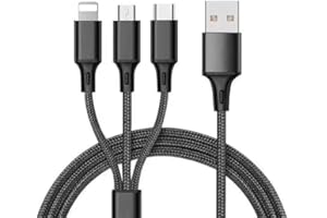 Multi Charging Cable 4FT 3 in 3 USB Charging Cable for Multiple Devices, Braided Universal Phone Charger Cord with Type-C Mic