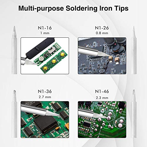 HoLife Digital Display Soldering Iron Station with ON/OFF Switch, Adjustable Temperature from 302℉ to 842℉, Solder Holder with Cleaning Sponge,℃/℉ Switch, 3 Pcs Soldering Iron Tips, Solder Wire