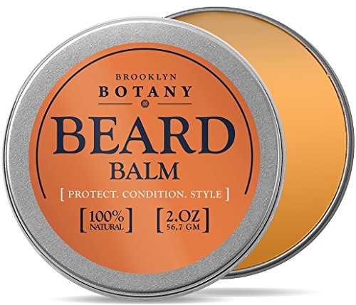 Beard & Mustache Balm / Oil / Wax / Leave In Conditioner 2 oz - 100% Natural, Soothes Itching - Thickens, Strengthens, Softens, Tames & Styles Facial Hair - Brooklyn Botany
