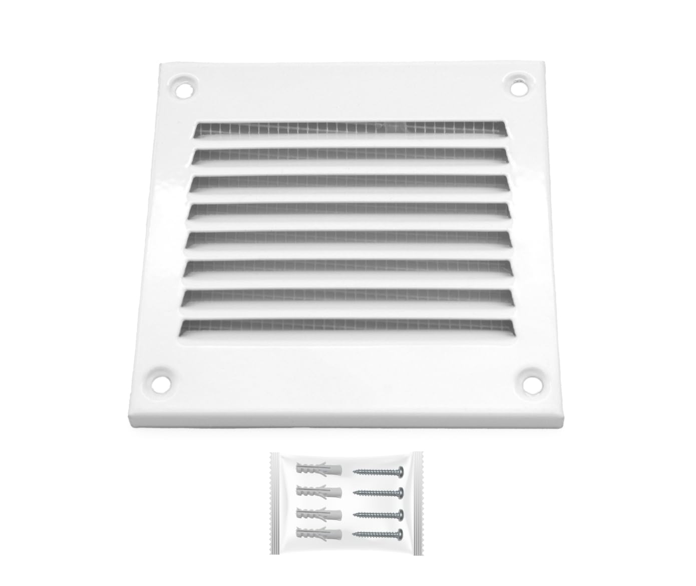H&C VENT White 100 x 100 mm Ventilation Grille │ Metal Vent Cover with Insect Protection │ Extractor Air Vents Covers for Inside Outside use │ Duct Pipe Grilles for External Internal Wall Door Window