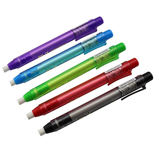 Ipienlee Pencil Erasers Pen-Style Eraser Funny Portable Mechanical Eraser for Artist or Students Gift, Pack of 12