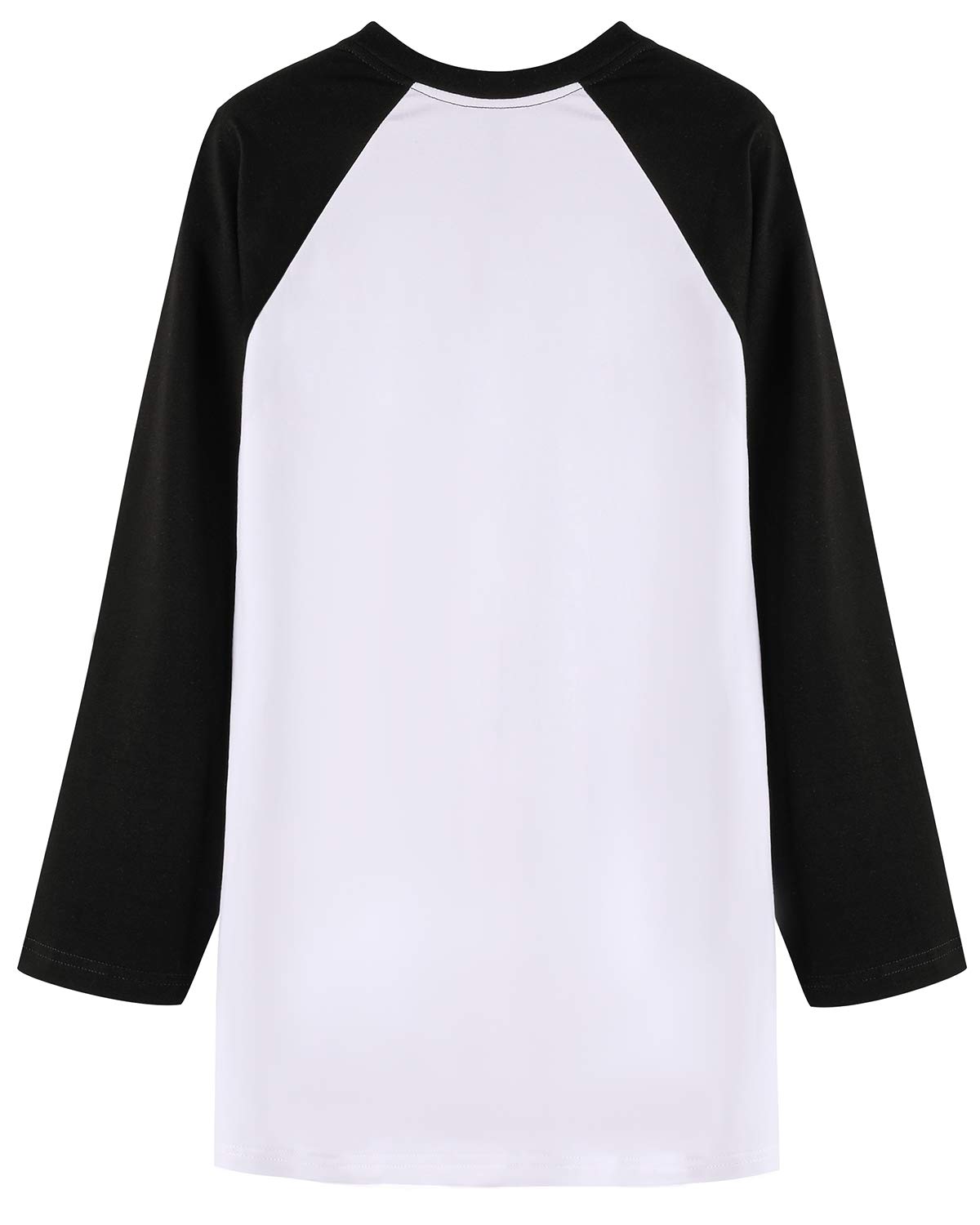 LEMONMOON Women\'s 3/4 Sleeve T-Shirt Round Neck Top Baseball Tee(SS001W/White and Blacks)