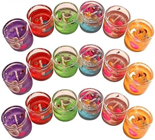 Thirteenkcanddle Glass Little Gel Candles (Multicolour, TK-CA-0097) - Set of 18