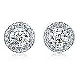 Spiritlele Delicate Crystal Stud Earring Sparkling Geometric AAA Cubic Zirconia Pierced Ear Jewelry for Women