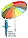 Party With Pride Giant 8' Rainbow Beach Umbrella / With UV Protection / Includes Large Sand Anchor / For Sun And Outdoor / Windproof (Rainbow)