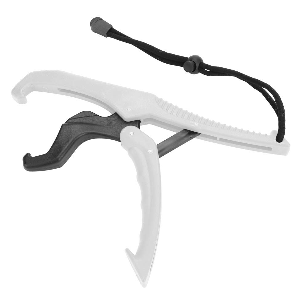 Alomejor Floating Fishing Gripper Gear ABS Fish Lip Grip Pliers Fish Clamp with Adjustable Rope(S-White)