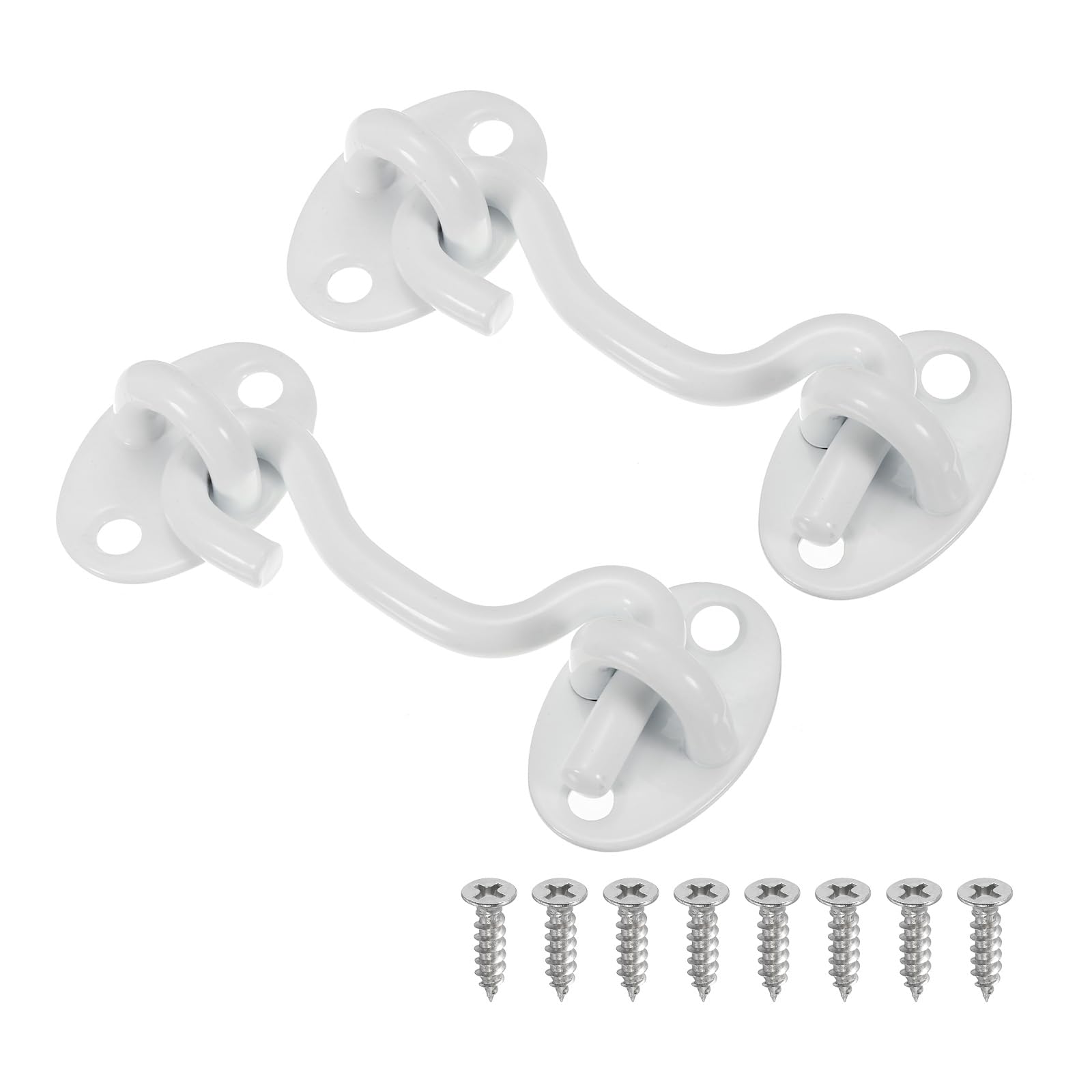 PATIKIL 3 Inch Hook Eye Latch, 2 Pack Carbon Steel Privacy Hook and Eye Latch Gate Latch Lock for Window Sliding Door Barn Door, White