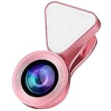 Phone Camera Lenses, GoerTek 3 Adjustable Brightness Fill Light, 120 Degree Wide Angle, 15X Macro Lens, Clip-on Cell Phone/Pad Camera lens Kit for IOS/Android Smartphones and Tablets (Rose Gold)