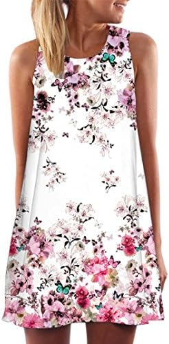 Women Dress Daoroka Sexy Plus Size Off Shoulder Floral Print Sleeveless Casual Loose Evening Party Maxi Beach Mini Skirt