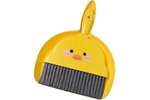 LUOKER Small Broom and Dustpan Set,1pc Dust Pan and Brush Set,SUP Cute Little Yellow Duck Hand Mini Broom and Dustpan Set,Sma