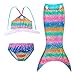 DAXIANG Little Girls 3 Pcs Princess Mermaid Tail Swimmable Bikini Set Swimwear