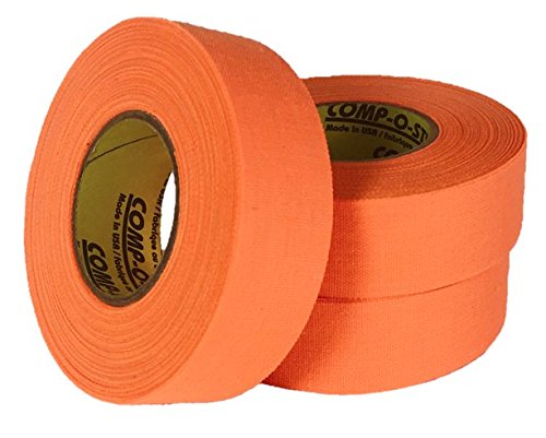 3 Rolls of Comp-O-Stik NEON ORANGE Hockey Lacrosse Bat Cloth Stick Tape ATHLETIC TAPE (3 Pack) Made In The U.S.A. 1