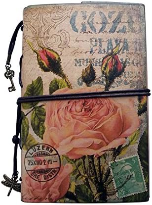 Leather Journal Refillable, notebooks creative gift BILUSOCN Antique Traveler Notebook to Write in for Art Sketchbook, Diary Planner and Photo Album with Drawing Paper (A6, Flowers)
