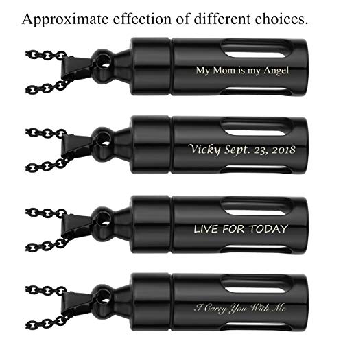 Personalized Master Free Engraving Custom Engraved Stainless Steel Openable Container Tube Urn Keepsake Cremation Memorial Pendant Necklace for Ashes+ Funnel Fill Kit+Gift Box