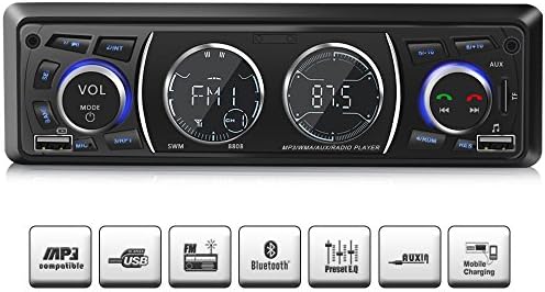 Car Stereo Receiver with Bluetooth, Single Din Univeral Car Radio,USB/TF Slot/FM/WMA/MP3 Player with Wireless Remote Control