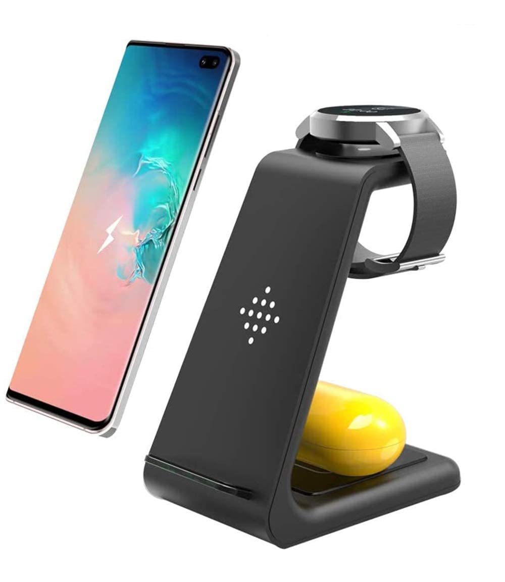 Wireless Charger for Samsung,3 in 1 Charging Station Dock for Galaxy Watch 4/4 classic/3/Active 2/1/46mm/42mm, S23/S22 Ultra/S21/S20/S10/Note 20/Z Flip 4/Z Fold 4/3/Google Pixel 7 6 5 4,Galaxy Buds