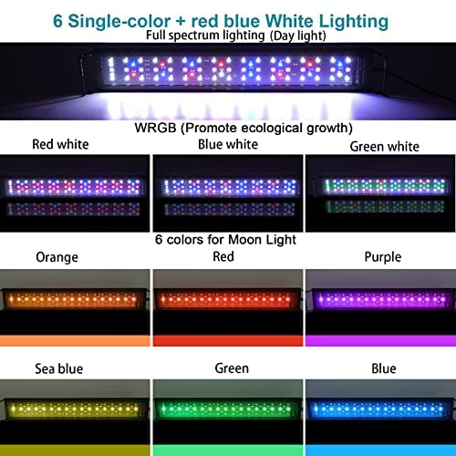 AMZBD Led Aquarium Light,Full Spectrum Aquarium Light,DIY & WRGB Color