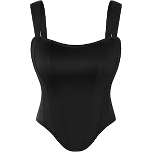 Scarlet Darkness Corset Tops for Women, Detachable Straps Satin Bustier | Waist Cincher Overbust Corsets, Slim Fit Going Out