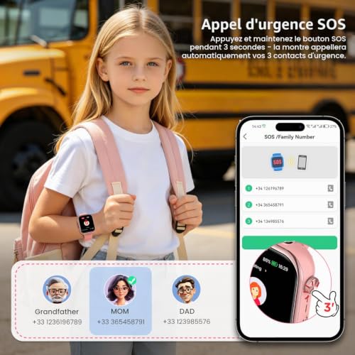 4G Children's Smart Watch with GPS, Video Call, Voice Chat, Dual Camera, SOS, School Mode, Pedometer, Alarm Clock, Camera, IP68, Smartwatch for Boys Girls, Pink