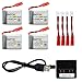3.7V 650mah Lipo Battery and X4 Charger for X8tw Q1012 Skyhunter QQPOW X8 Foldable FPV Drone Rc Quadcopter(4PCS)