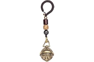 Mansiyuyee Brass Decorative Bells Keychain with Auspicious Pattern, Hanging Lucky Bell for Car Keys or Backpack as Good Luck Charms