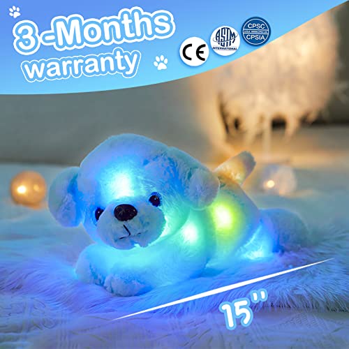 Glow Guards 15'' Blue Light up Puppy Dog Stuffed Animal Soft Plush Toy