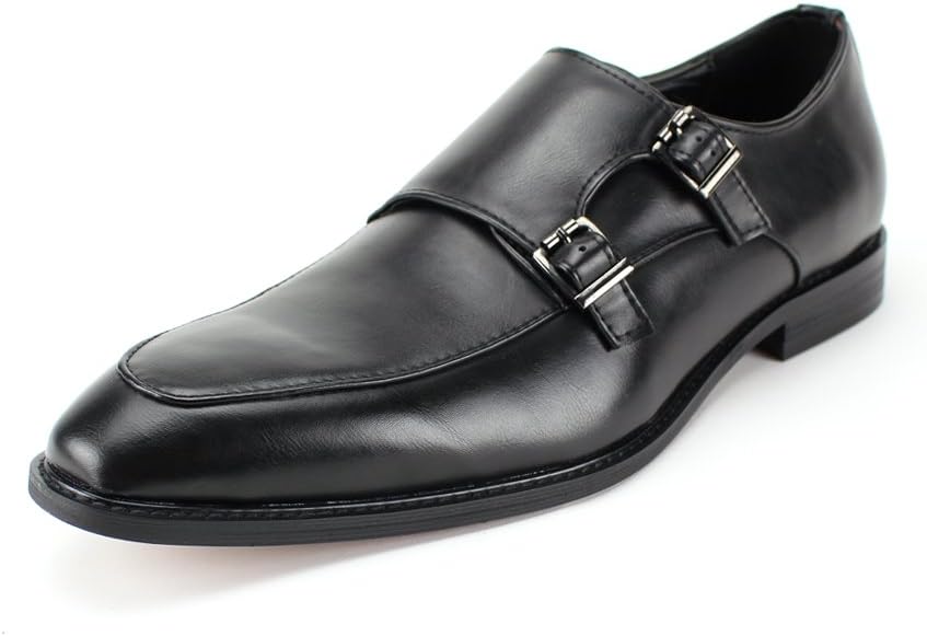 Antonio Cerrelli 6722 Men's Dress Shoe with Monkstraps Double Monk Two Buckles (10, Black)