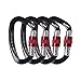 25KN Rock Climbing Carabiner, D-Shaped Hot-Forged Magnalium Locking Climbing Hook Holds 5511lbs with Screwgate Clip Climber Hiking Carabiner Outdoor Sport Tools CE Certified (Black, 4 Pack)