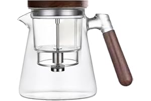 Gorilley Magical Teapot, Tea Pot, Glass Teapot with Strainer Tea Set 800ml, Water Separation Glass Teapot with Wooden Handle