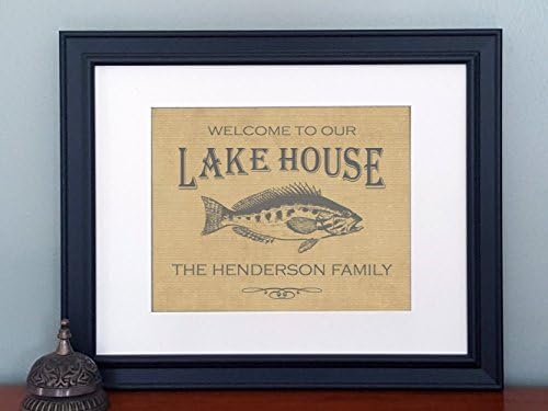 Custom Family Name Sign, Personalized Lake House Decor, Beach House Sign 11"x14" Framed Fish Print Cabin Decor