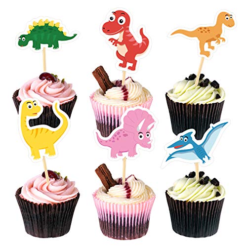 TUPARKA 60 Stücke Dinosaurier Cupcake Toppers Picks Nette Baby Dinosaurier Kuchen Topper für Dinosaurier Party Dekoration Lieferungen – Bild 4