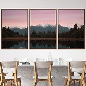 signwin 3 Piece Framed Canvas Wall Art Lake...