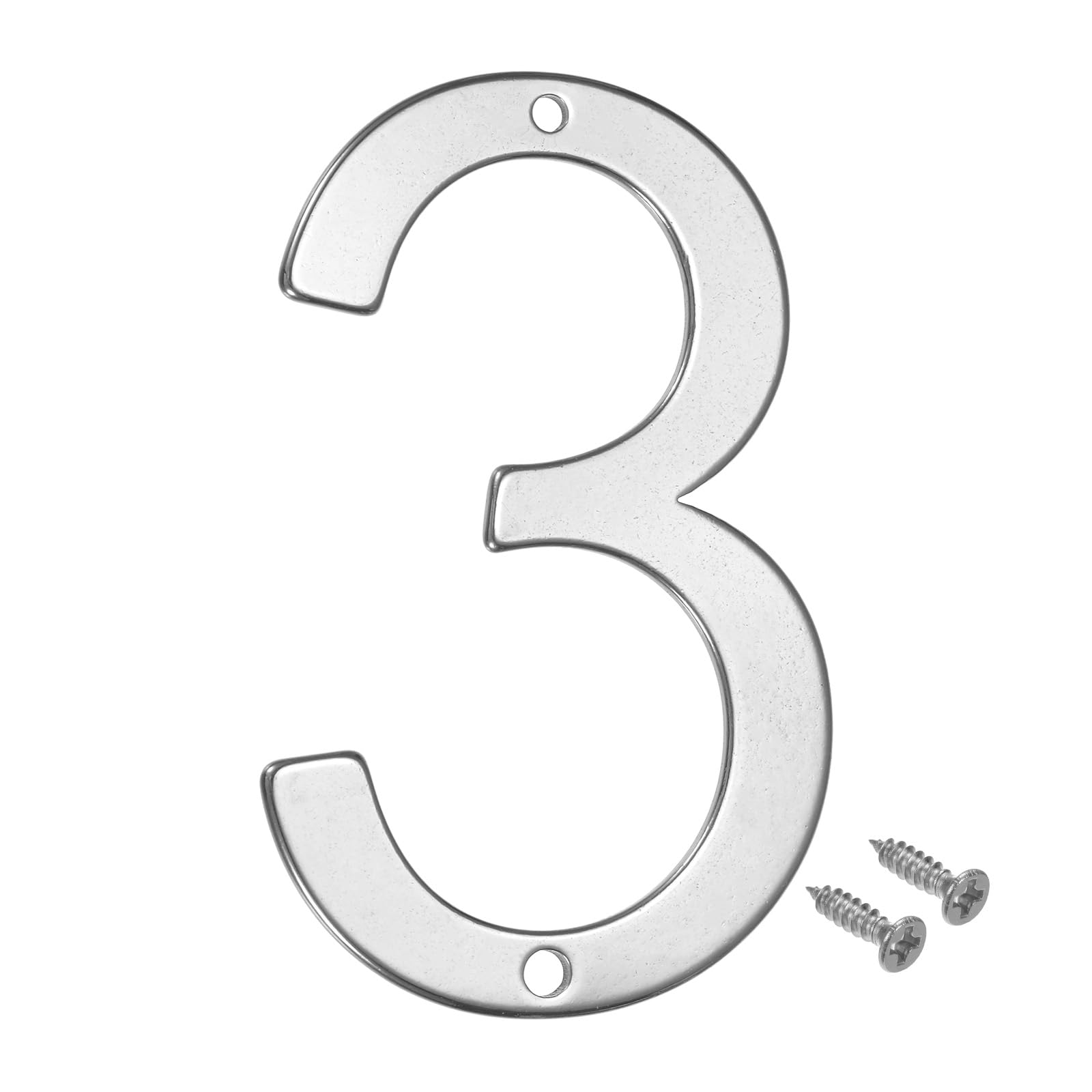 M METERXITY 1-Pack House Number, 3 Inch 304 Stainless Steel Mailbox Number Door Number Signage for Garden/Hotel/Mailbox/Address/Sign, House Number for Outside [Number 3, Silver]