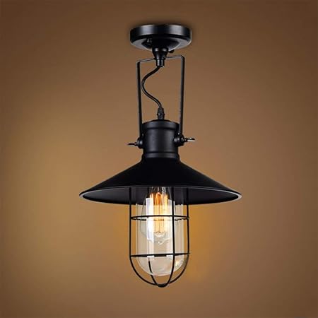 LCTCDD Jahrgang industrielles modernes schwarzes Metalllicht Glasschirm