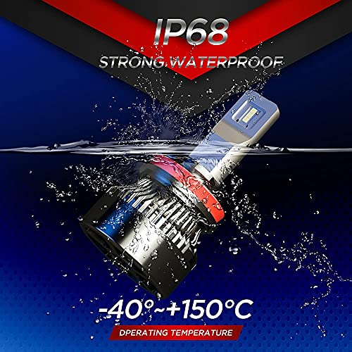 H11/H9/H8 LED Headlight Bulbs, 110W 12000 Lumens 6500K Cool White IP68 Waterproof, Extremely Bright Automotive LED Headlights Bulb Conversion Kit, 2 Pack - Gold