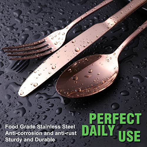 Copper/Rose Gold Silverware Set, OGORI 24Piece Stainless Steel