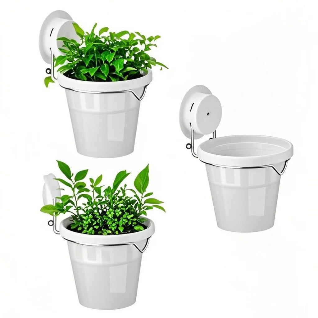 Photo 1 of VirgoLeo Set of 3 Plastic Window Planter with Suction Cup Shelf Holder. Clear Self Watering Window Mounted Plant Pots, Window Sill Planters Extender for Indoor Hydroponic Plants