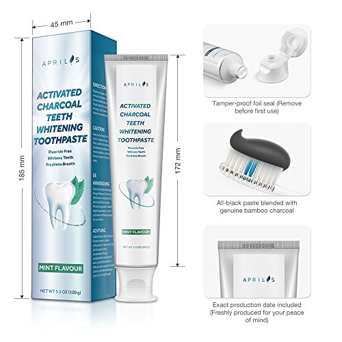 Activated Charcoal Teeth Whitening Toothpaste, Natural Teeth Whitening with Mint Flavor, Removes