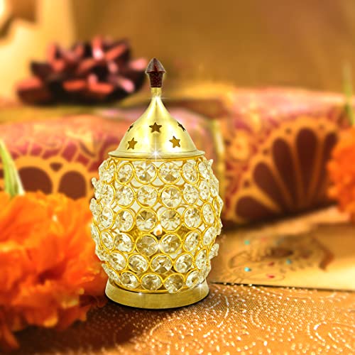 Shubhkart Nitya Brass Akhand Brahmand Crystal Diya | Deepak Oil Lamp Large Size | Diwali Jyoti Pooja Oil Lamp for Pooja Temple Tealight Holder & Lalten (4.6" H x 4.29" L x 4.29" W) - 375Gms 3